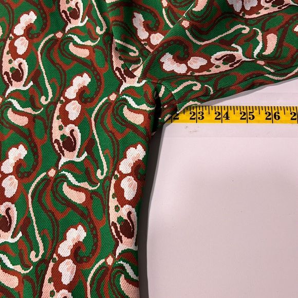 Zara Green Paisley Print Long Sleeve Mock Neck Side Slit Midi Dress XXL Blogger - Picture 9 of 14